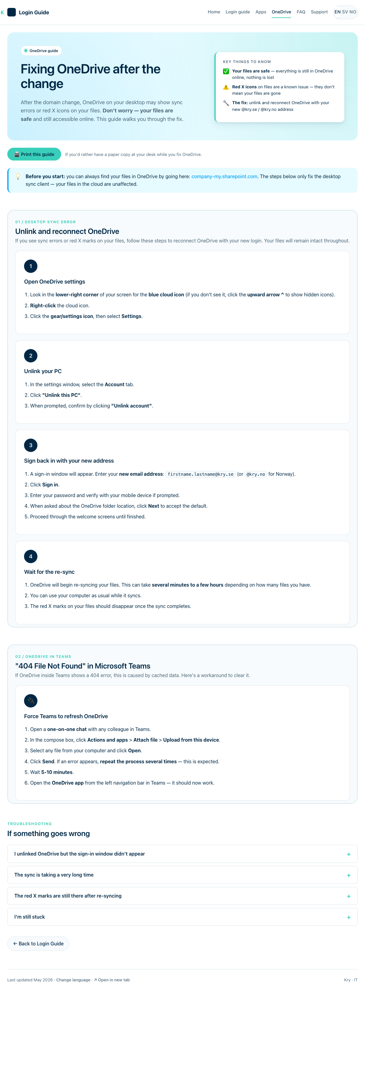 OneDrive guide page